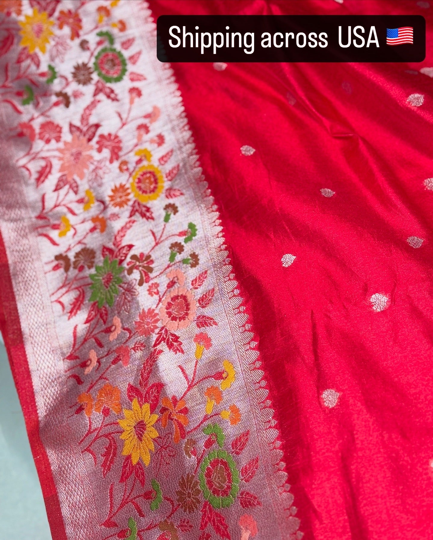 SM147 - Red Multi border Saree