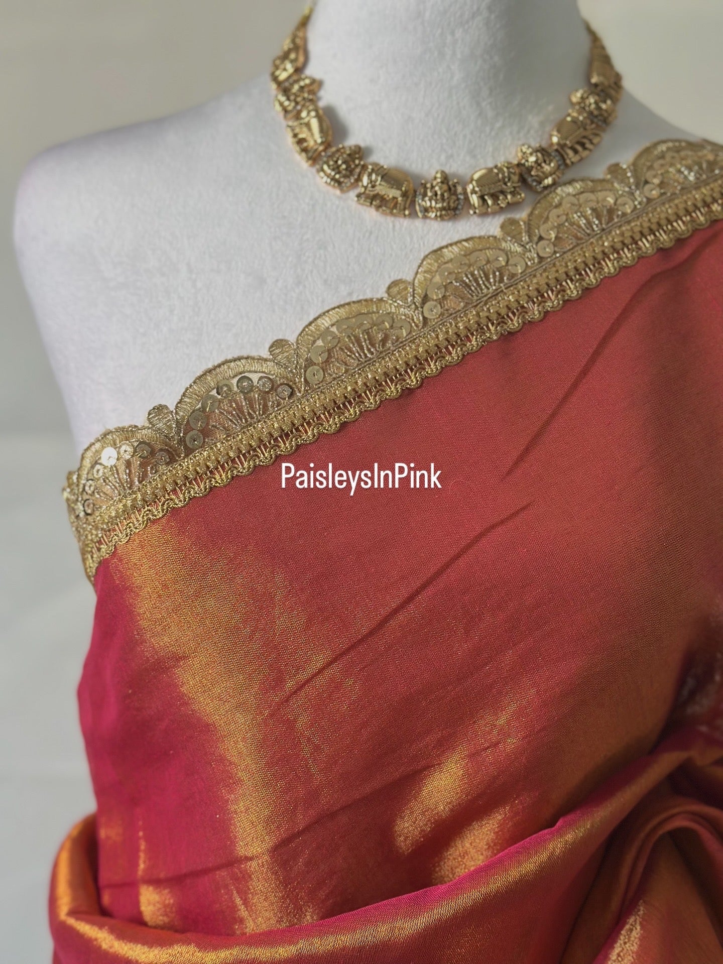 SY21725 - Orange Tissue Saree