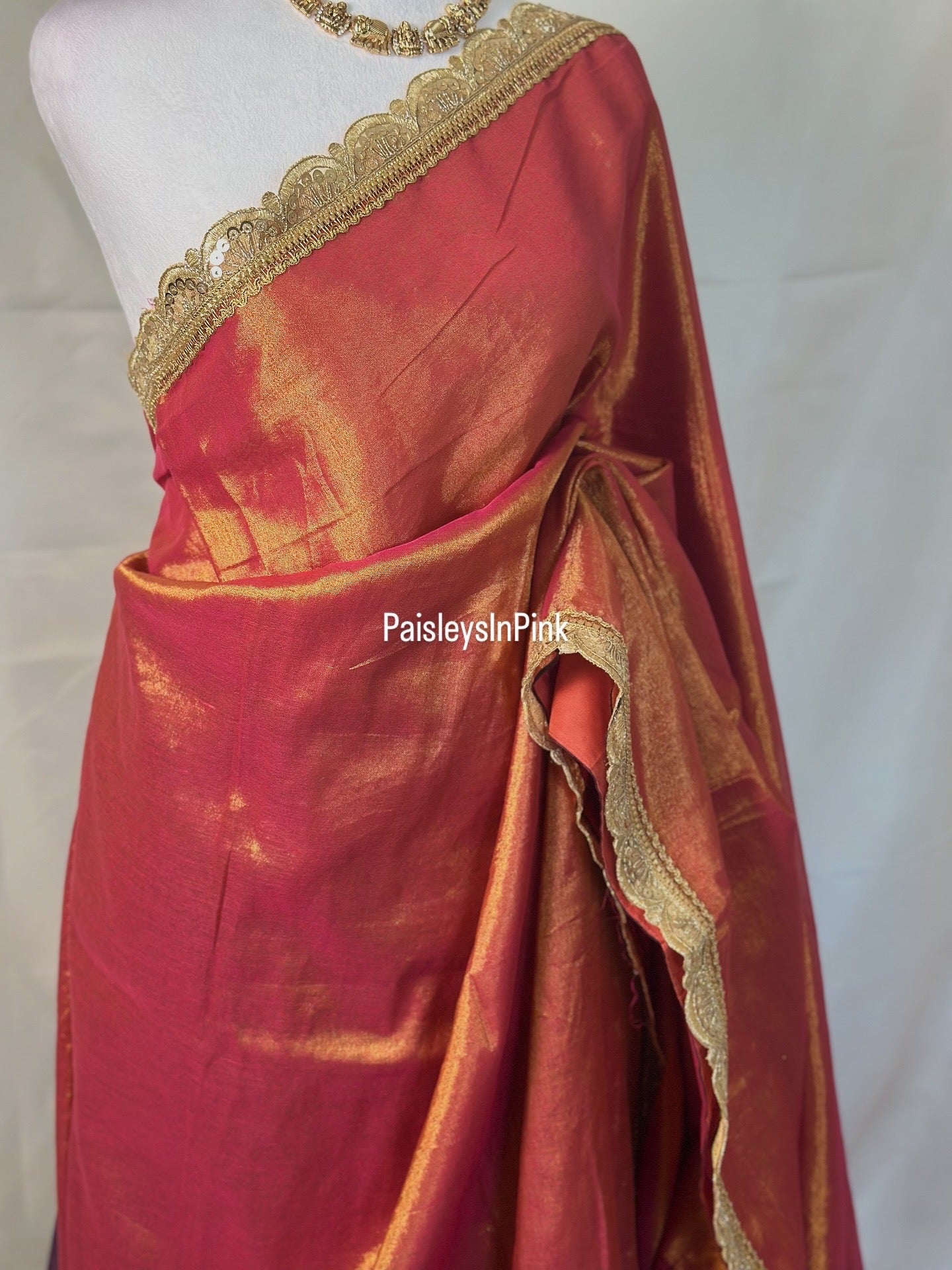 SY21725 - Orange Tissue Saree
