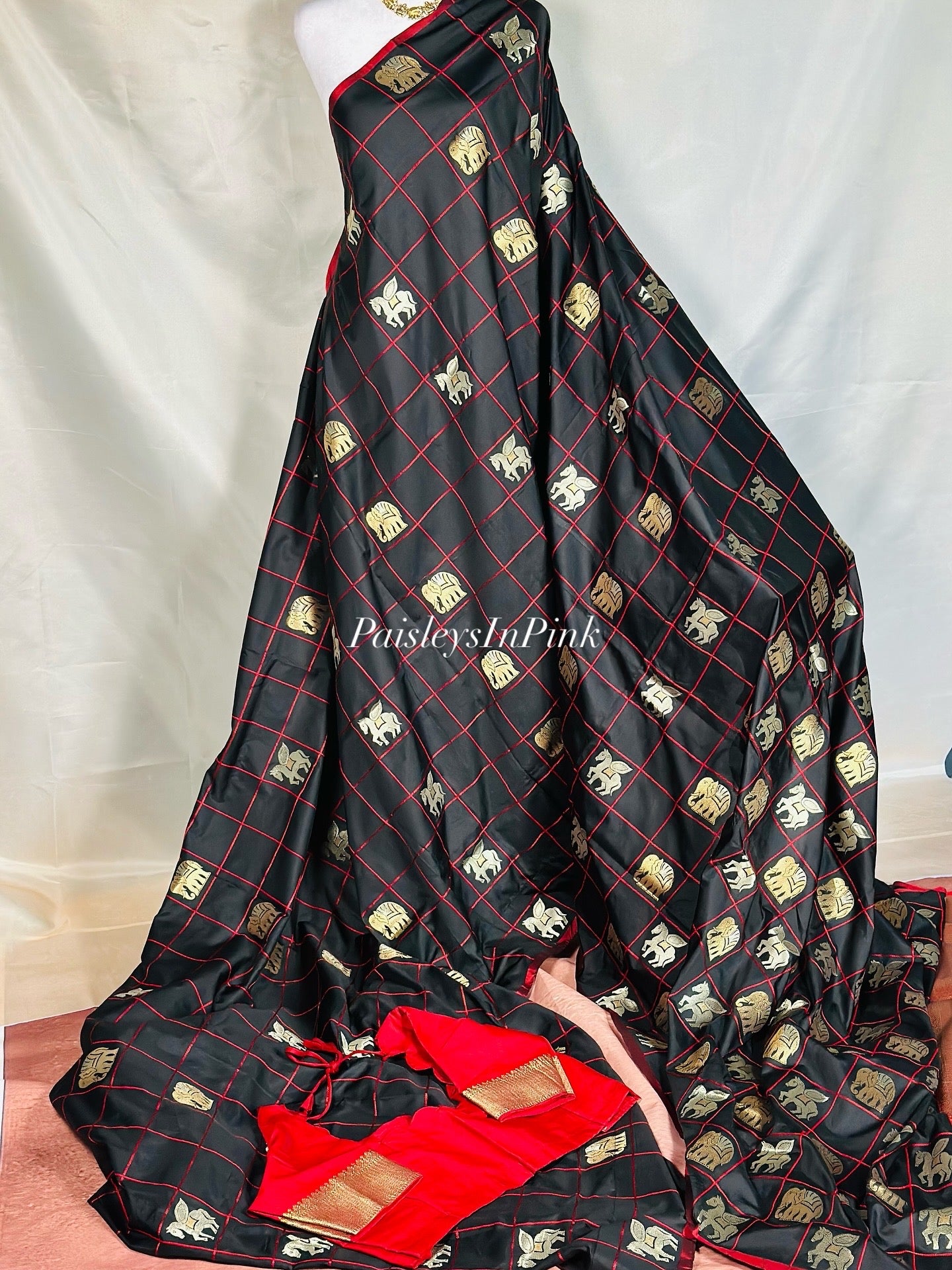 SJY0772507 - Semi Silk Checked Saree
