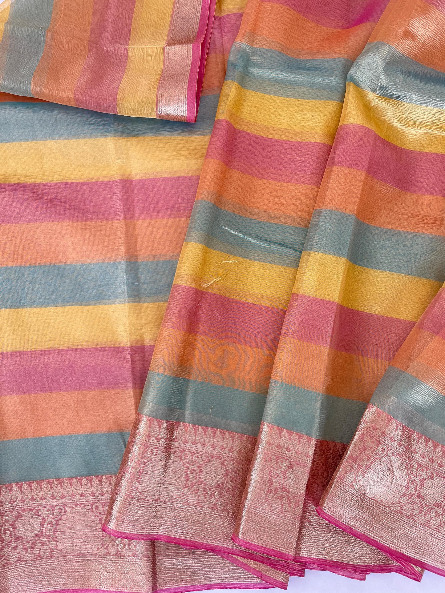 SJ1201 - Multicolor Crush Tissue Saree