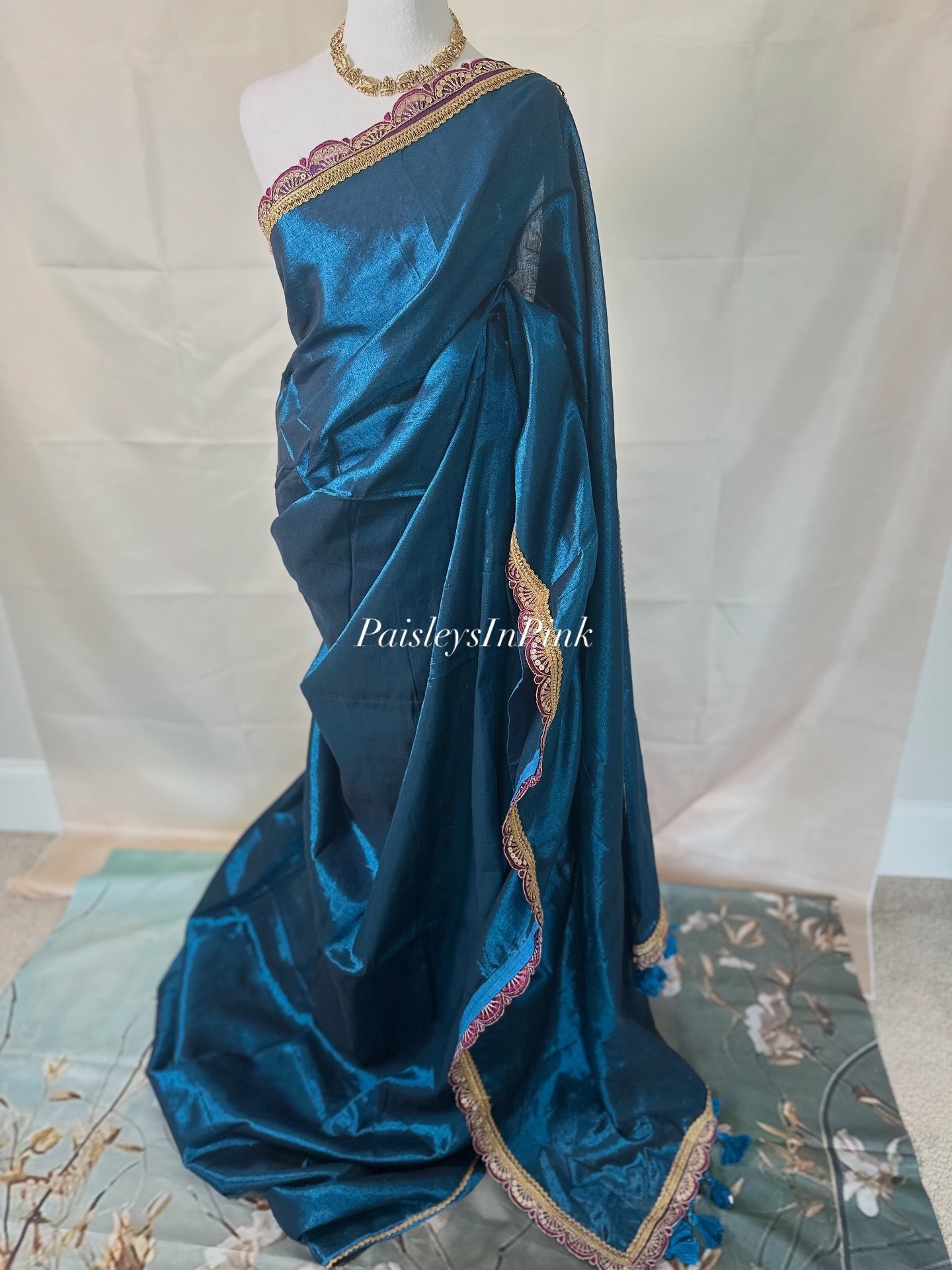 SY19725 - Blue tissue Saree