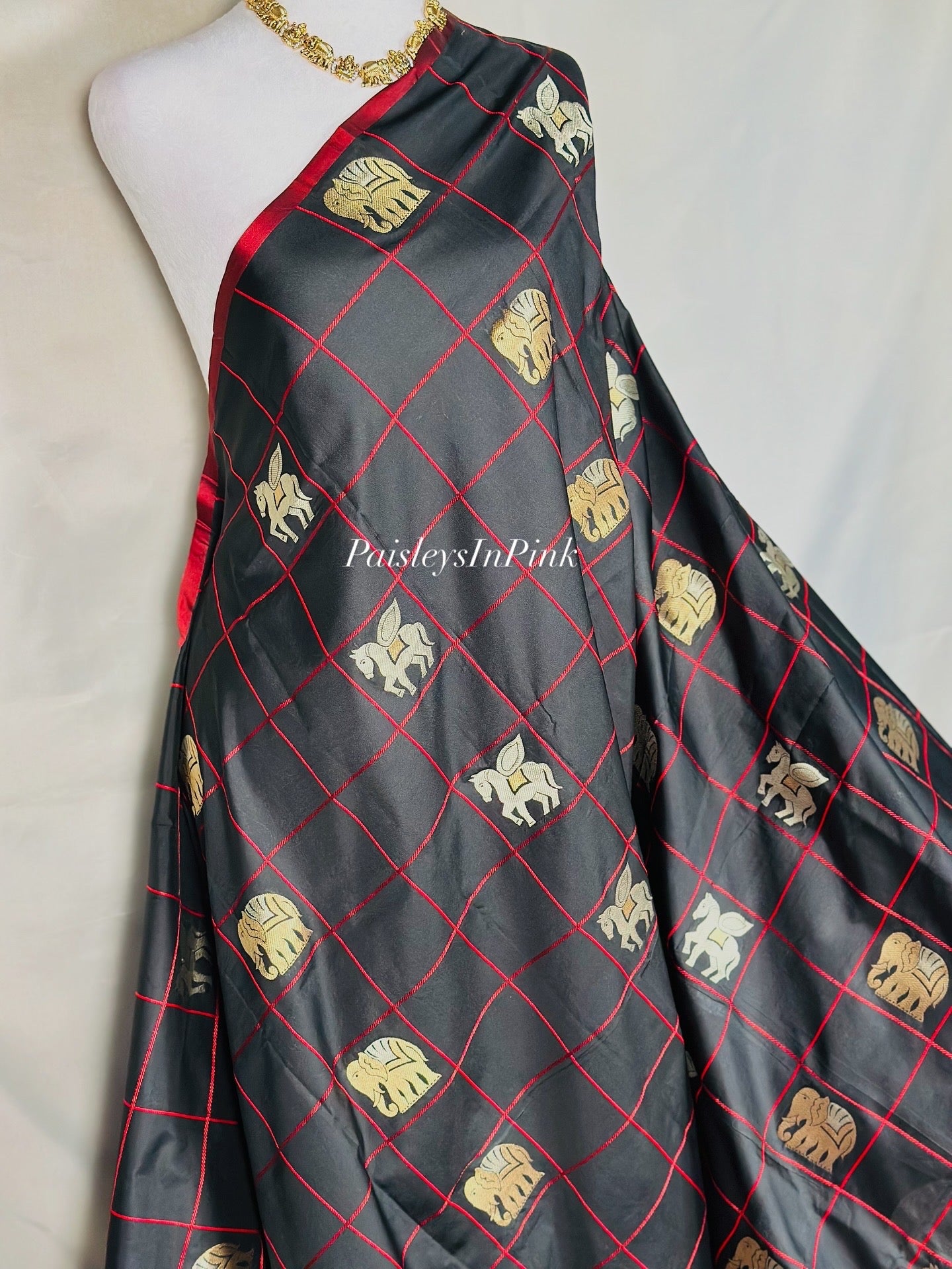 SJY0772507 - Semi Silk Checked Saree