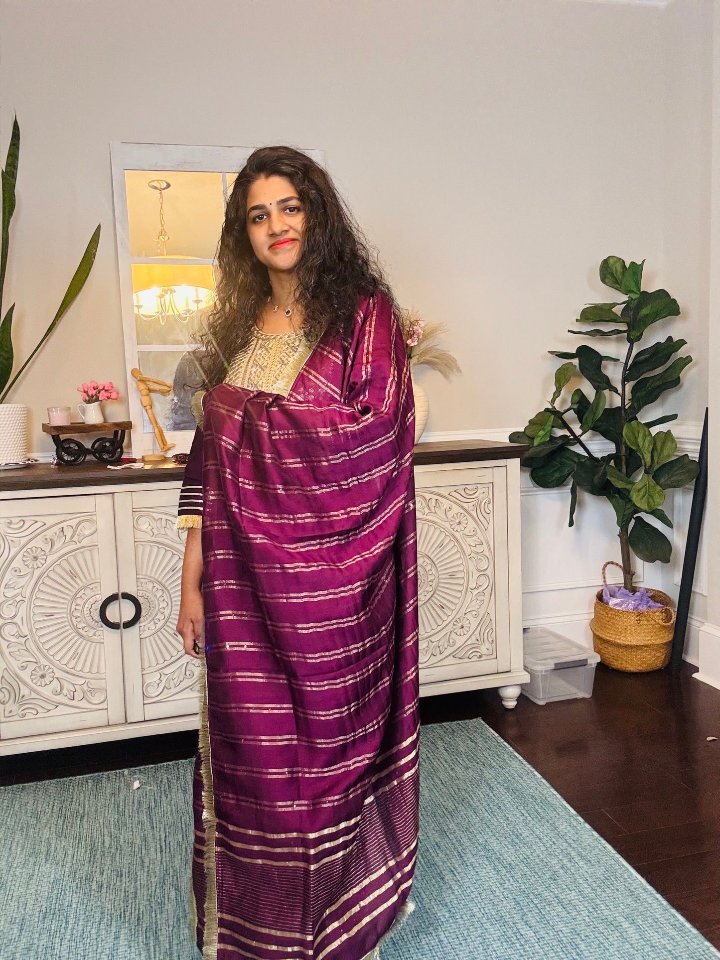 KC2001 - Purple lace Kurthi set