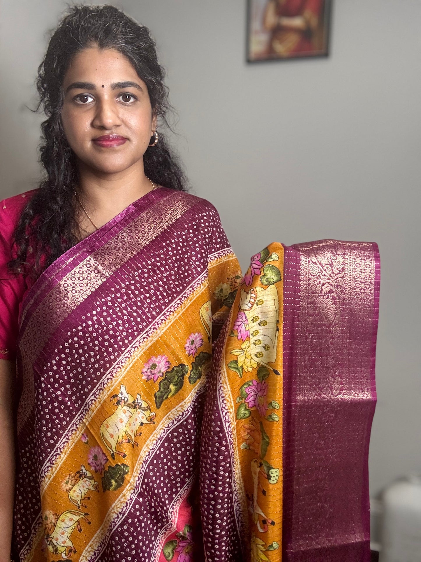 SA04052 - Maroon Multi Saree