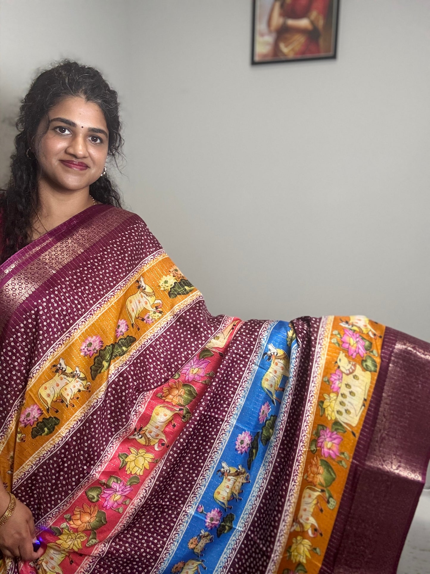SA04052 - Maroon Multi Saree