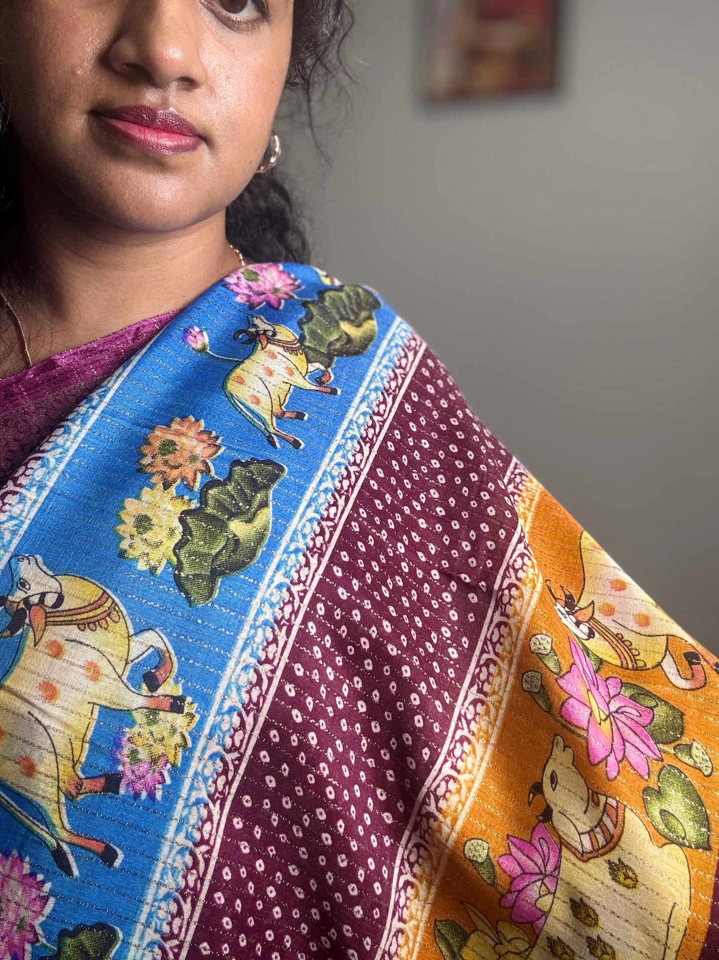 SA04052 - Maroon Multi Saree