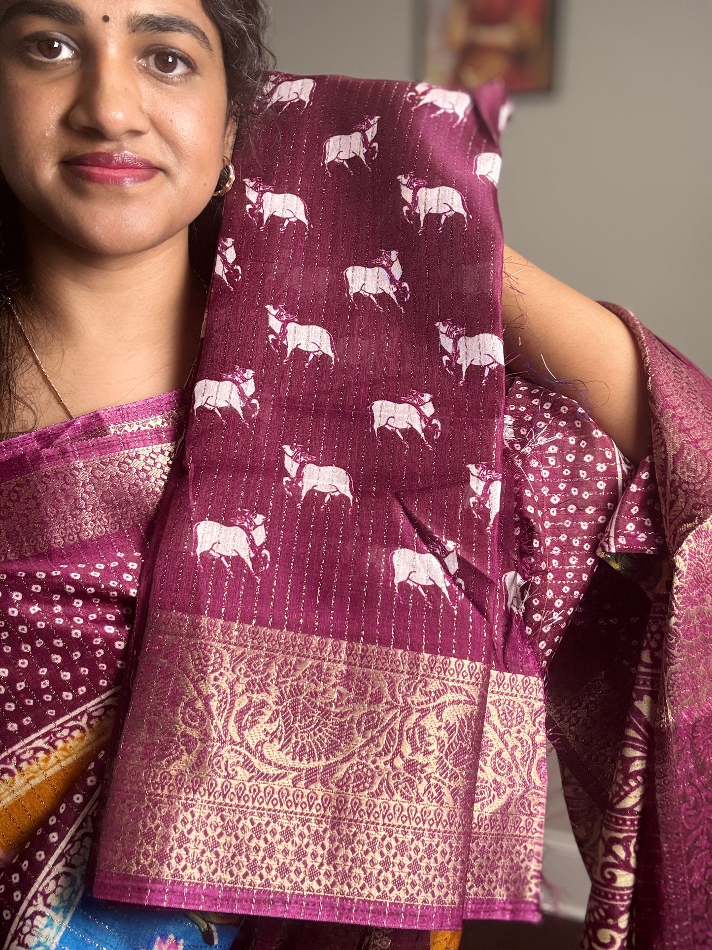 SA04052 - Maroon Multi Saree
