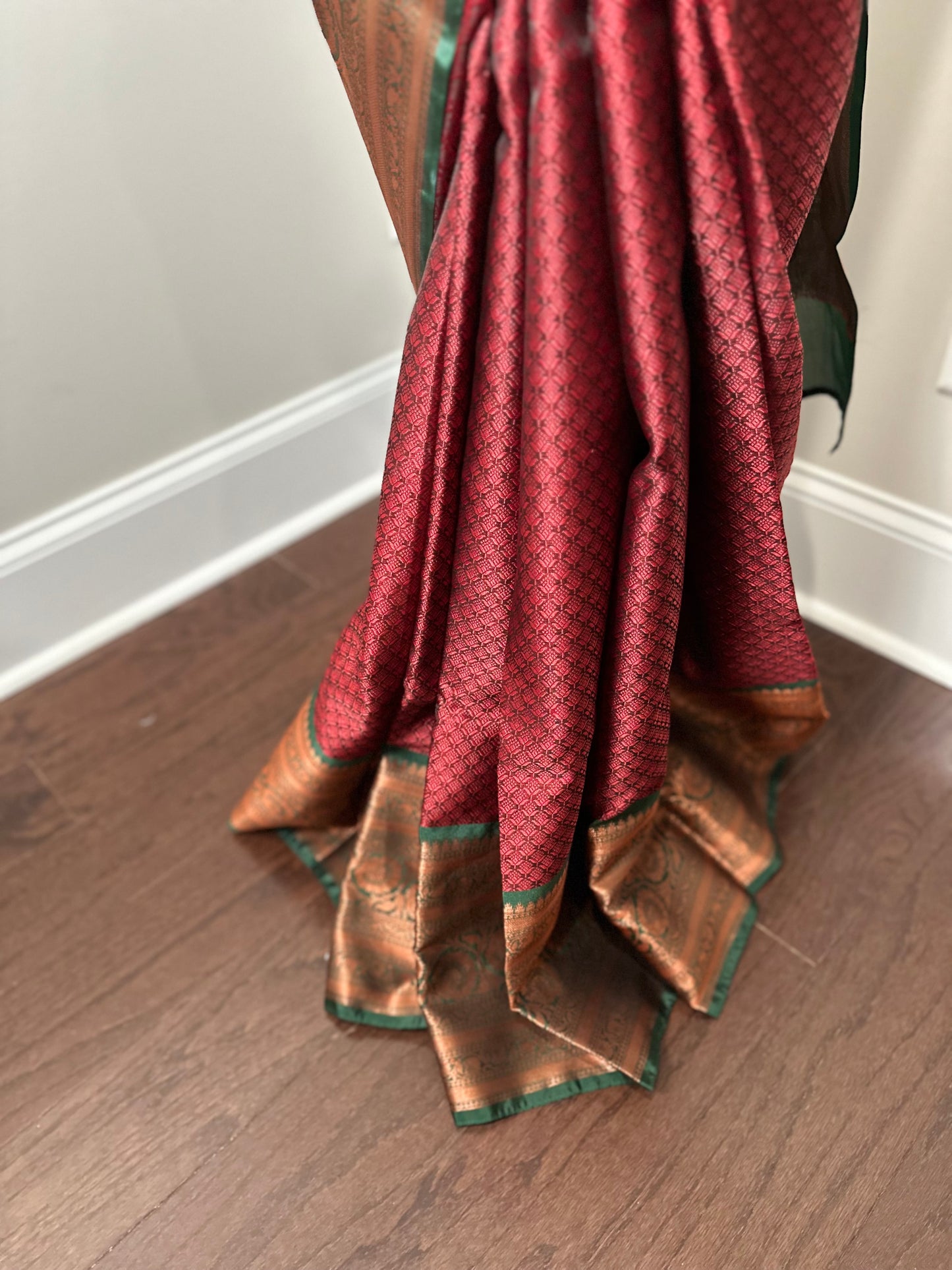 SF18022 - Maroon Kora muslin Saree