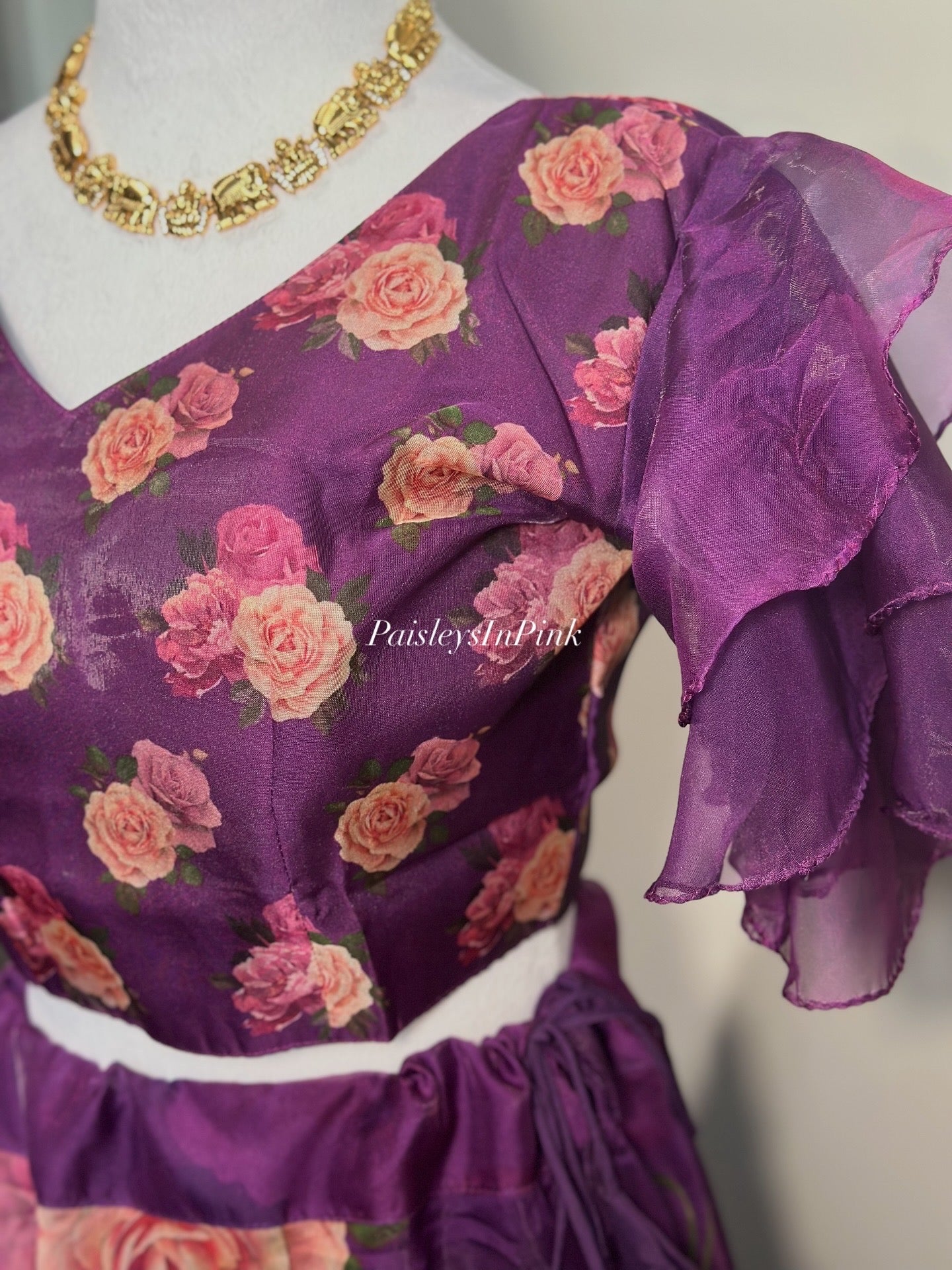 CJY0625 - Purple Organza Skirt Set