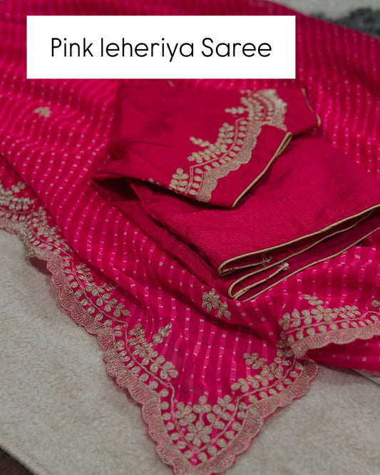SF1902 - Pink Leheriya Saree