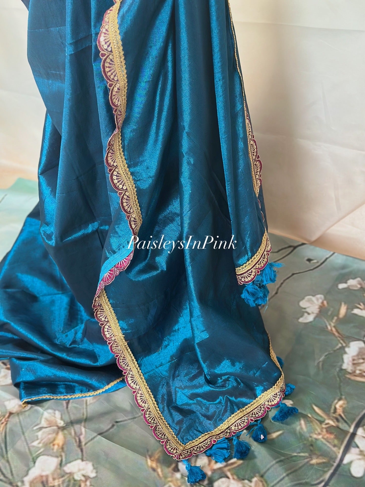 SY19725 - Blue tissue Saree