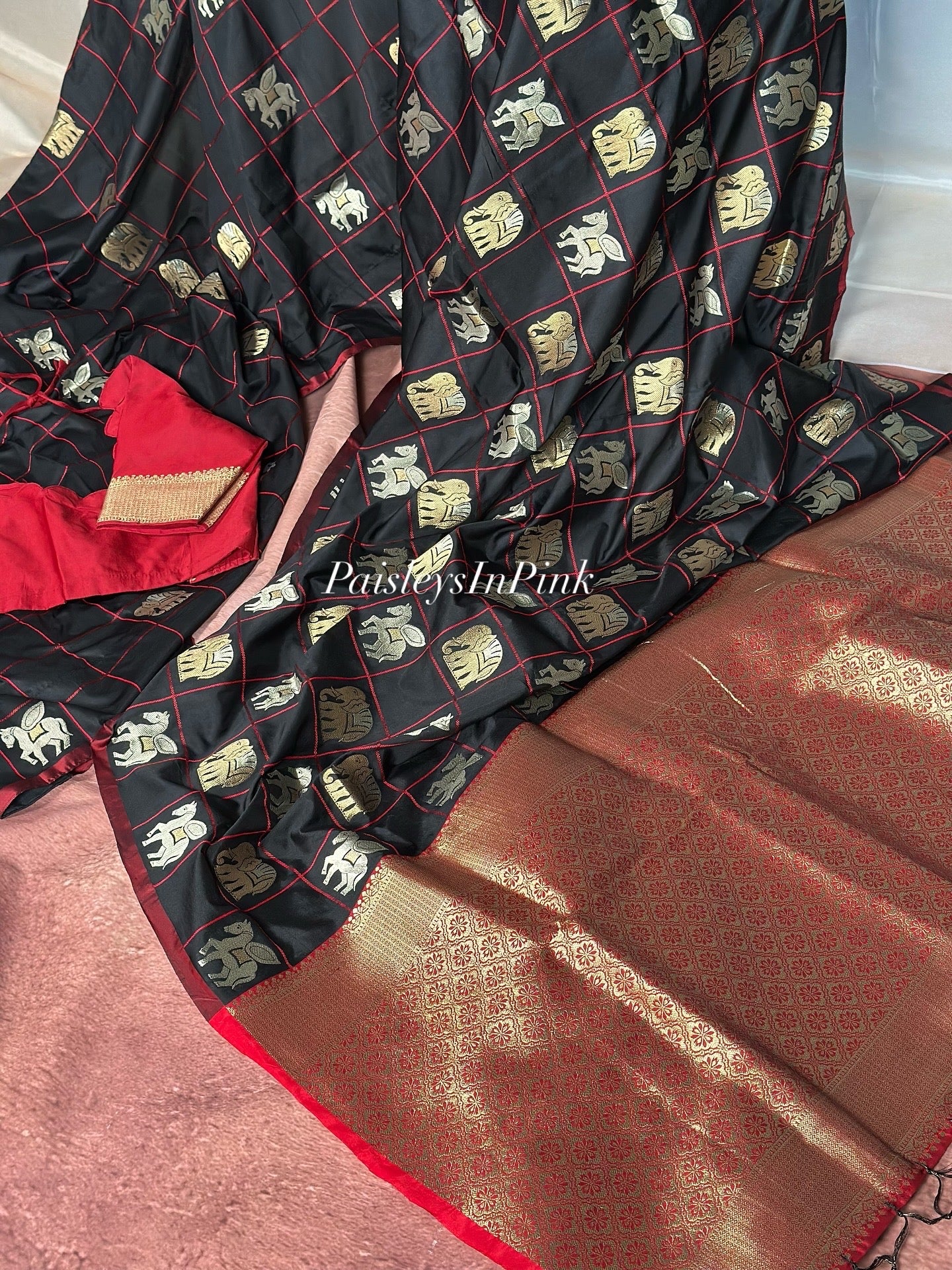 SJY0772507 - Semi Silk Checked Saree