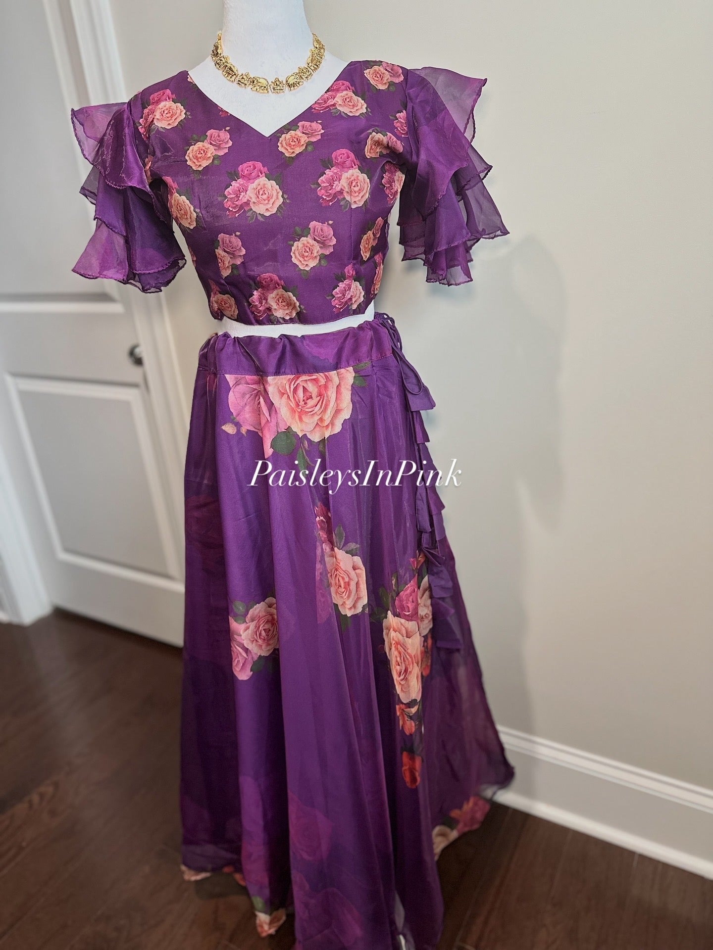 CJY0625 - Purple Organza Skirt Set