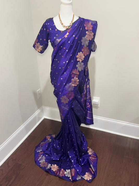 SJ15031 - Semi soft silk Saree (Pepsi Blue)