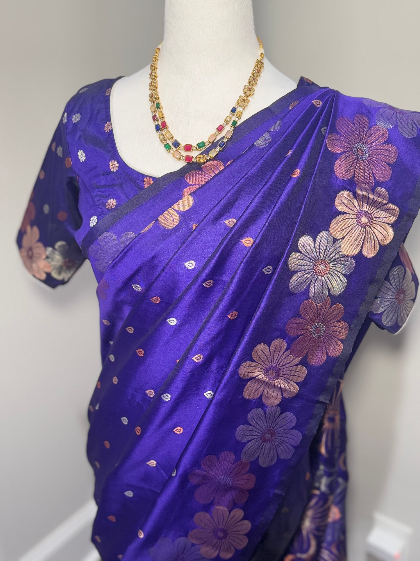 SJ15031 - Semi soft silk Saree (Pepsi Blue)