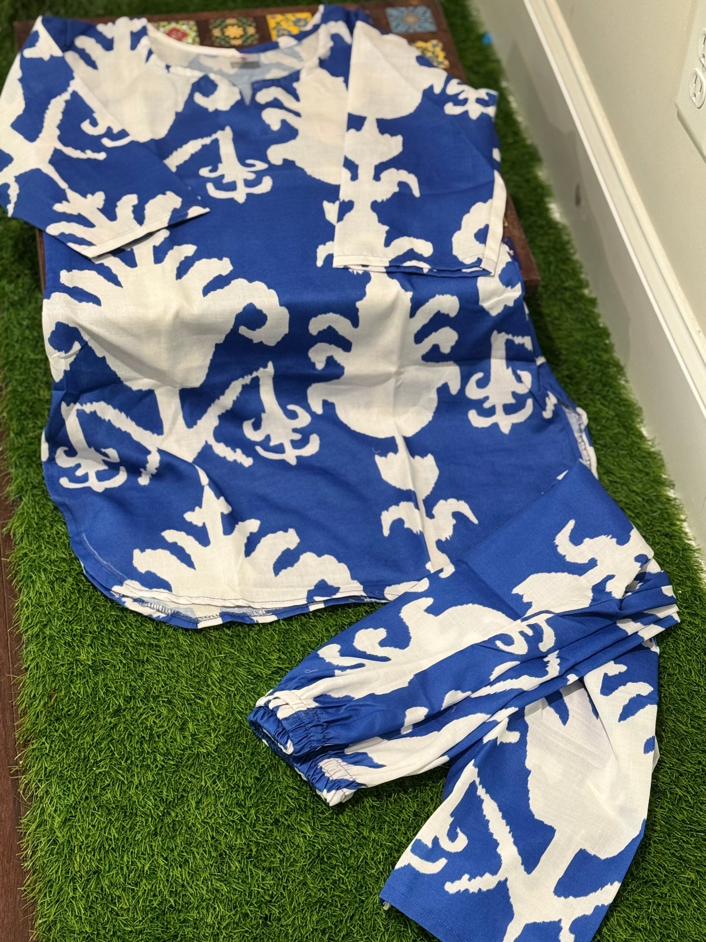 ZC040302 - Ikat Coord Set (BLUE)