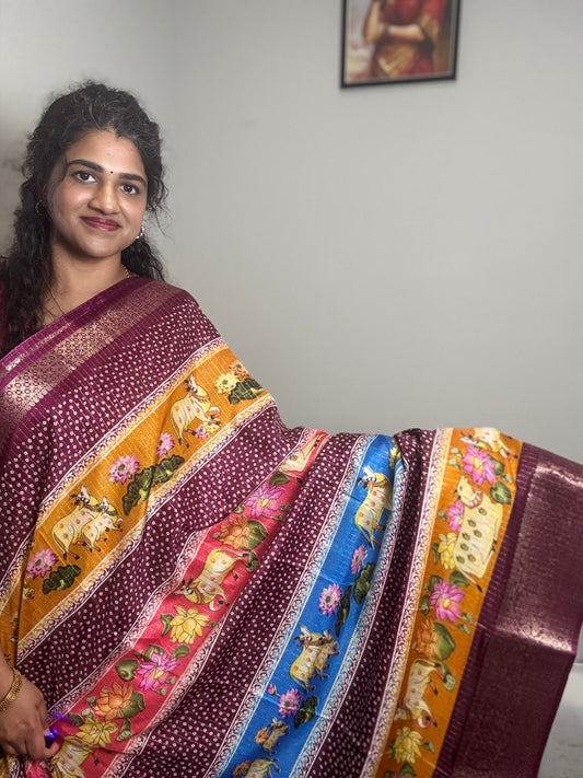 SA04052 - Maroon Multi Saree