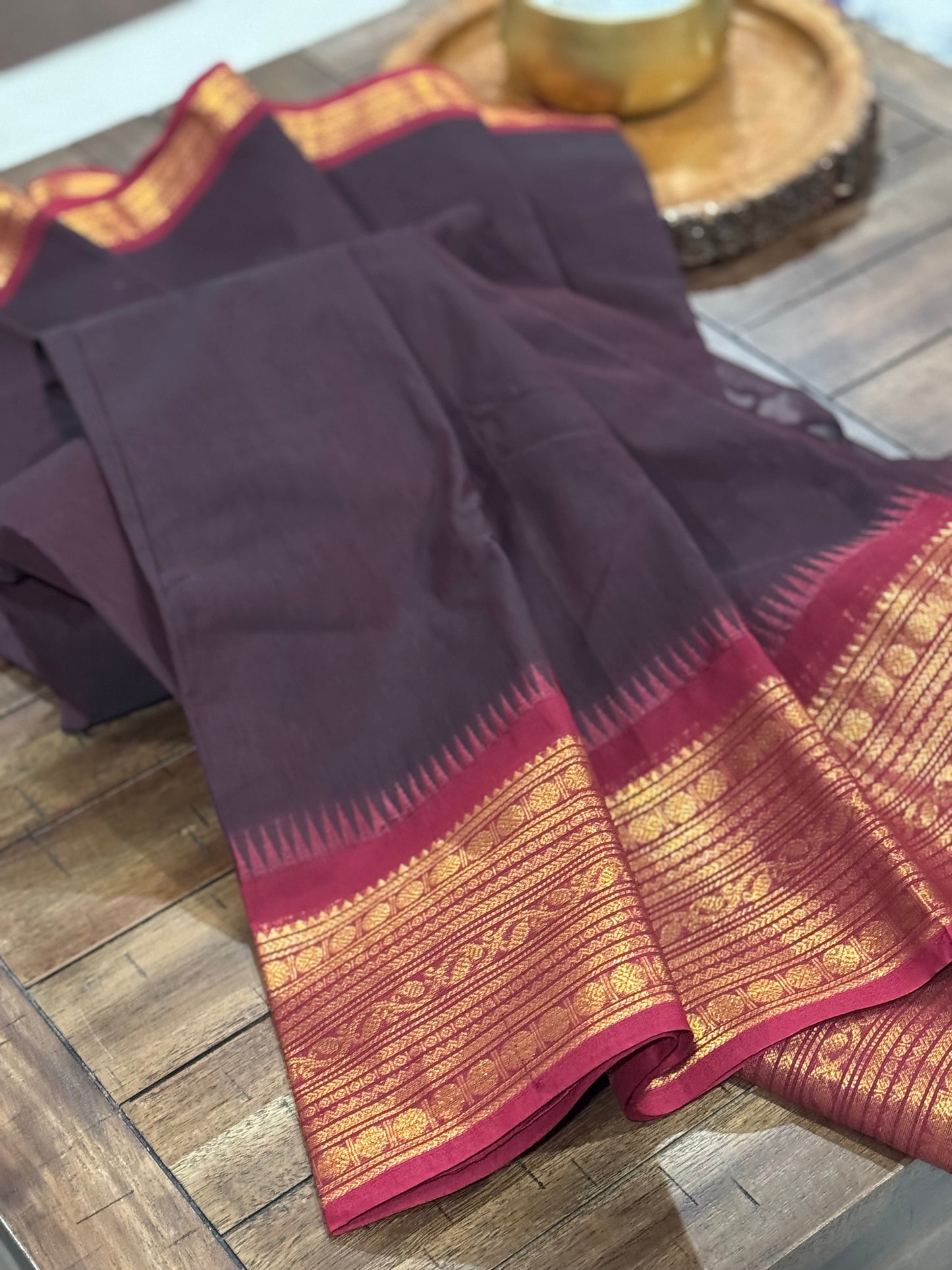 SF2271 - Kanchi Cotton Saree (Brown)