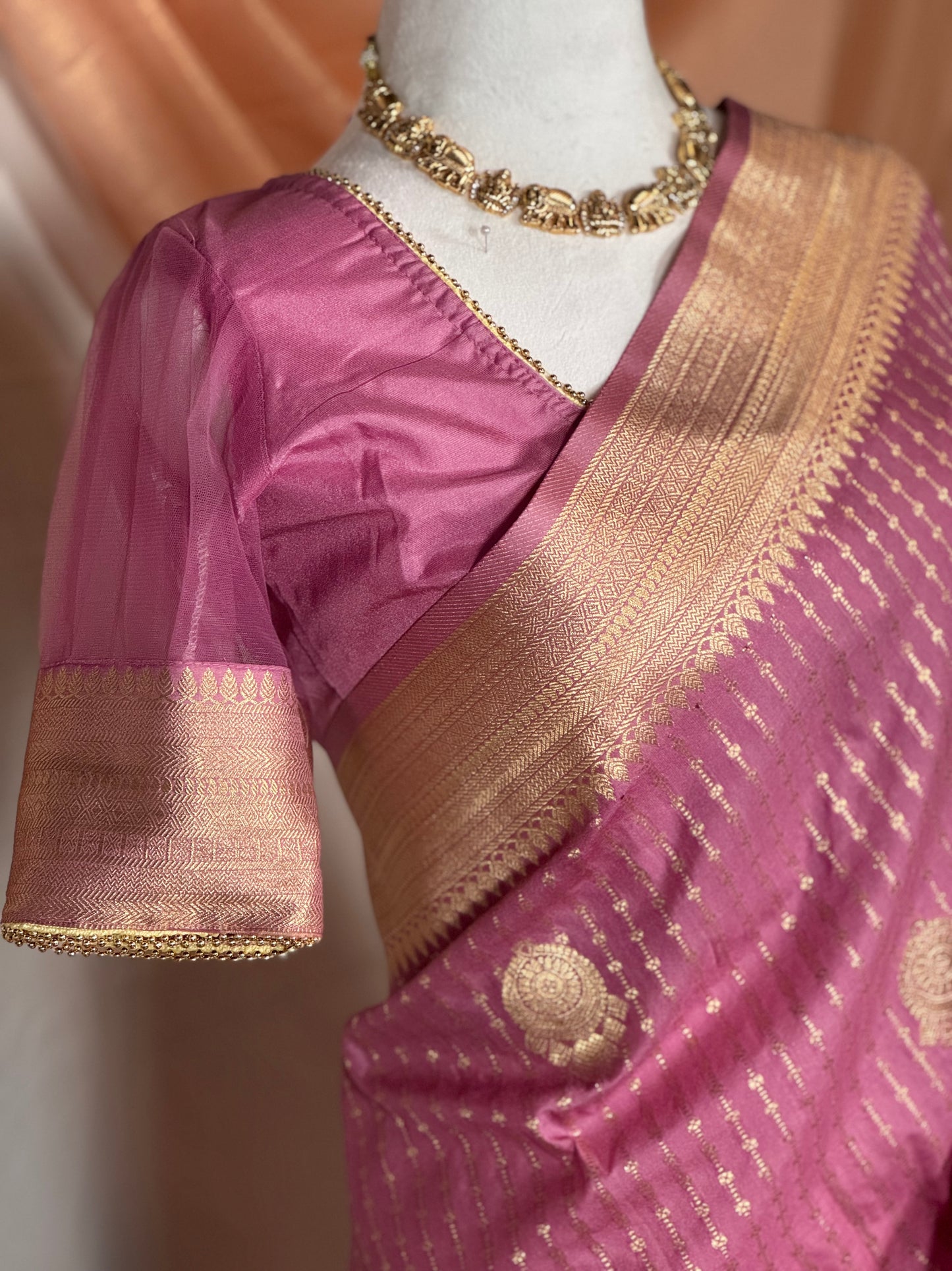 SJY0772506 - Semi Silk Mauve pink Saree