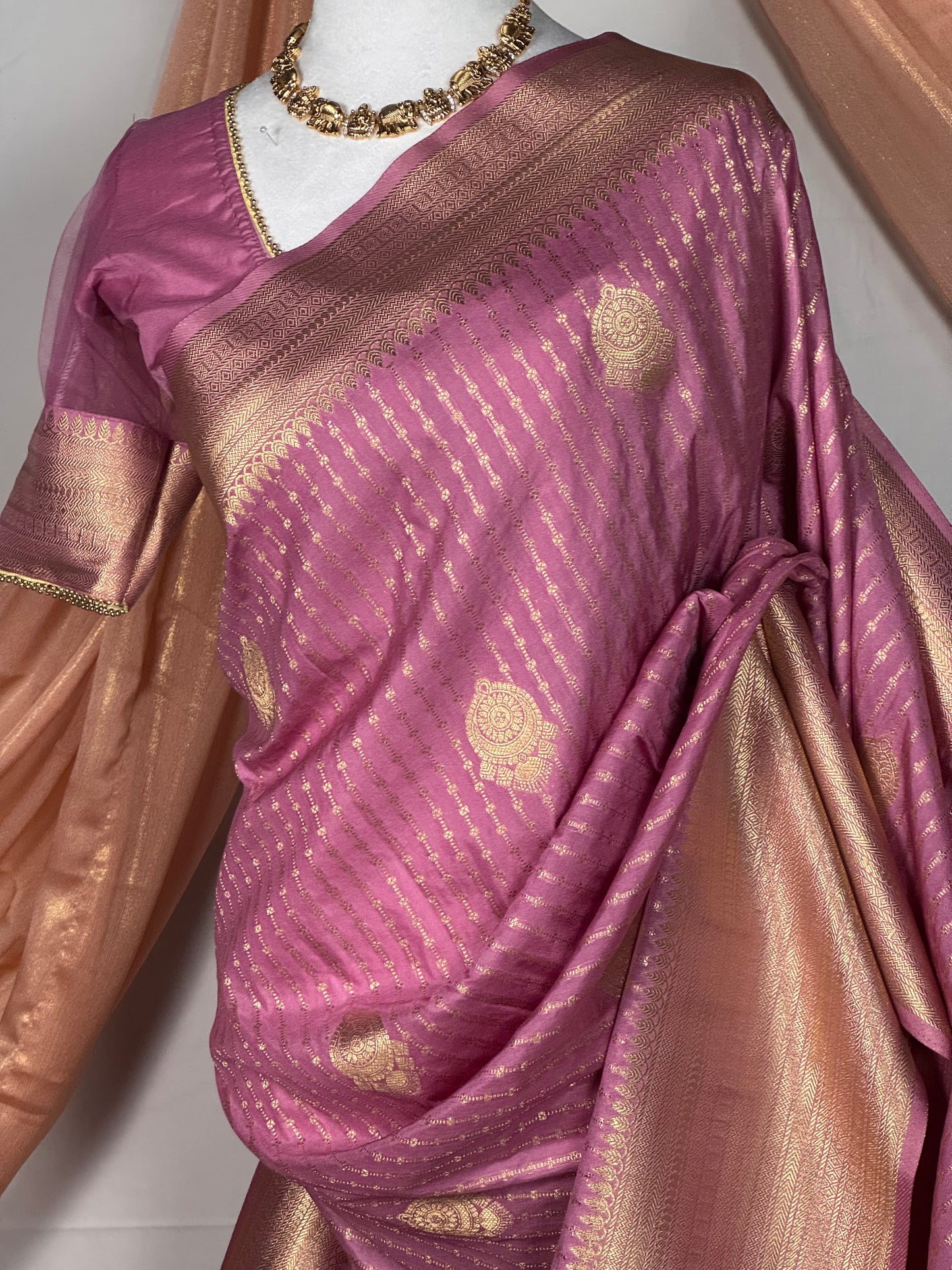 SJY0772506 - Semi Silk Mauve pink Saree