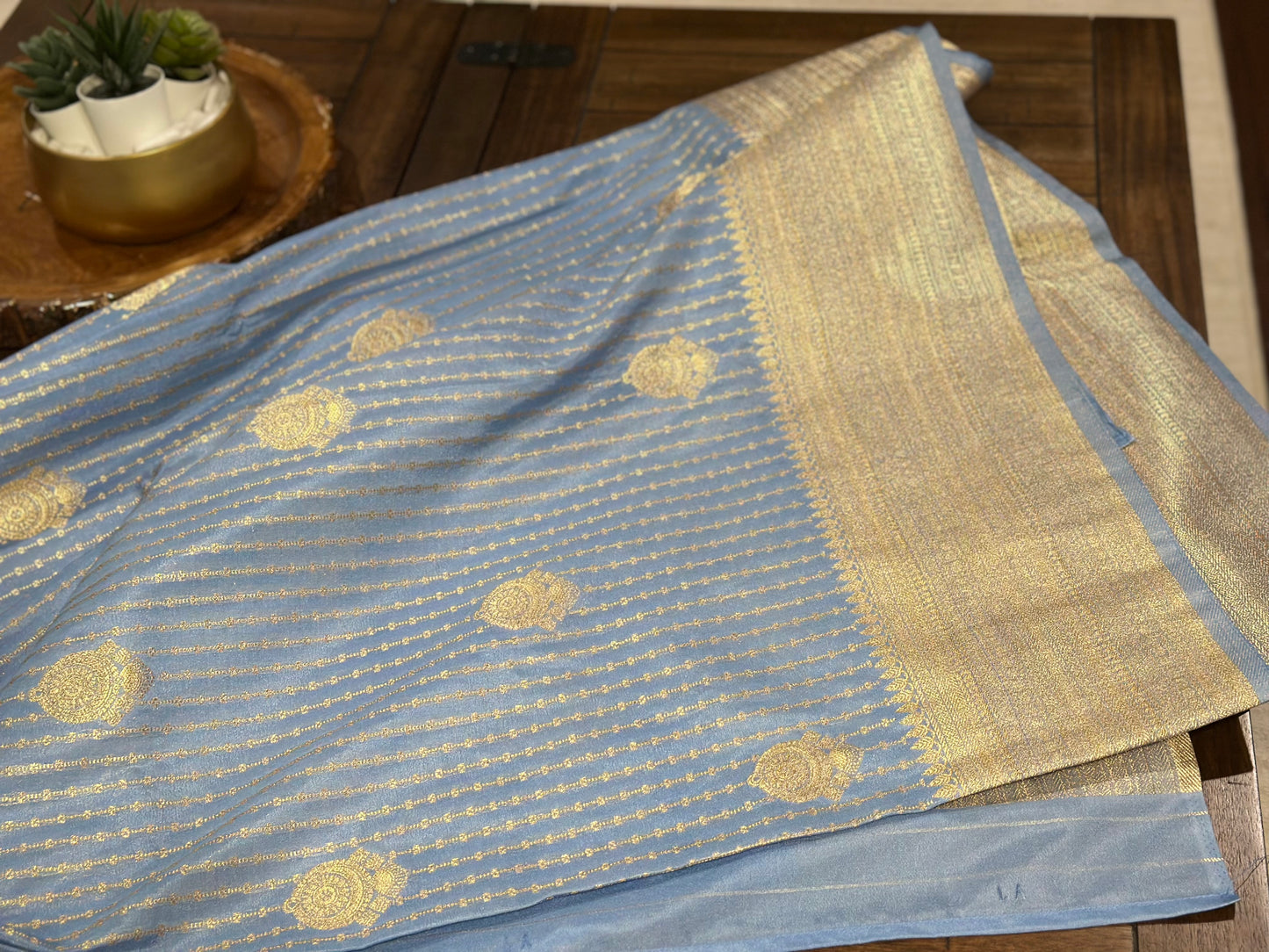 SAP1341 - Semi Silk Ice Blue Saree