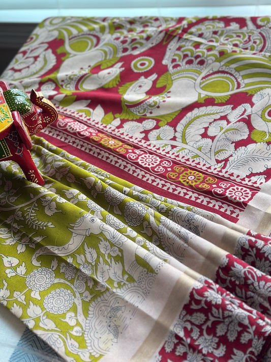 SJY0772508 - Kalamkari cotton Sari
