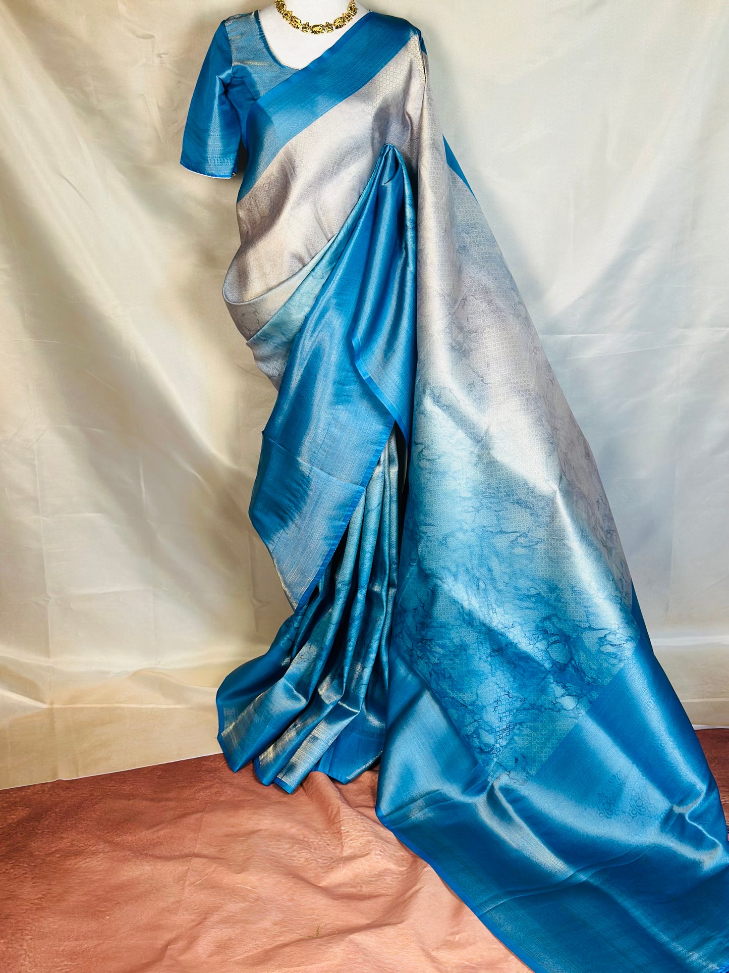 SJN05625 - Marble Blue Saree