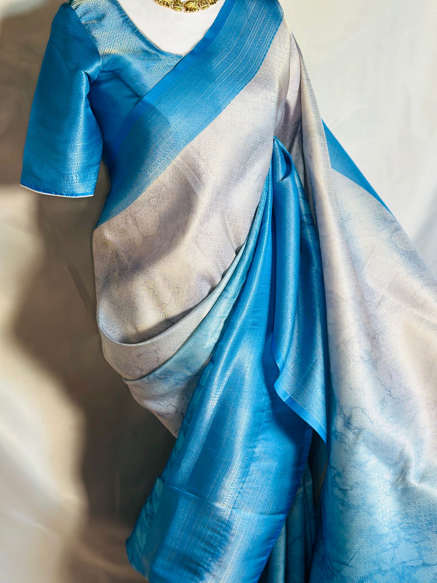 SJN05625 - Marble Blue Saree