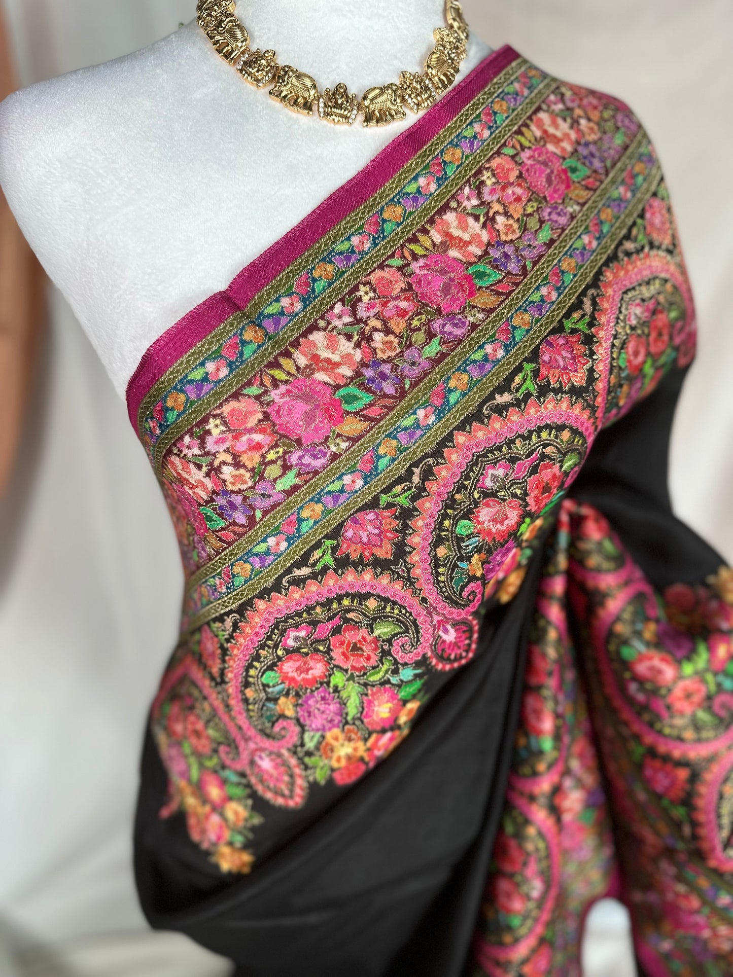SJY0772504 - Black Kani Saree