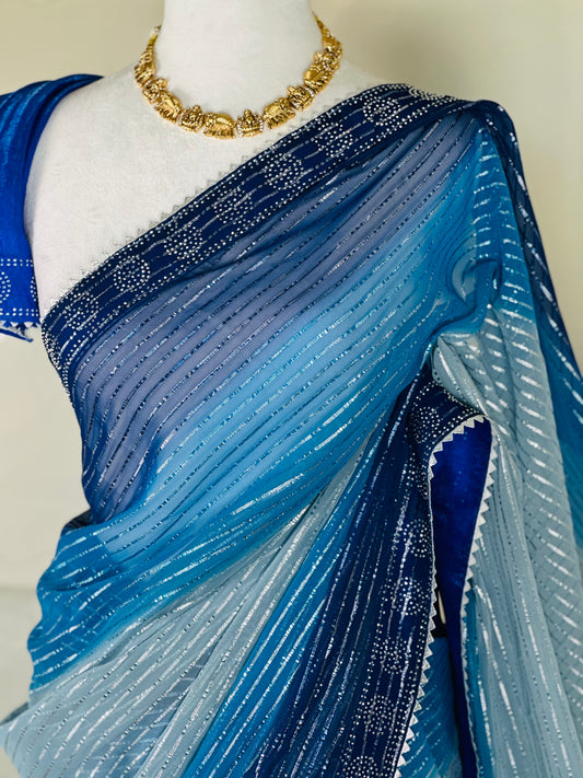 SJY001 - Ombre Blue Saree