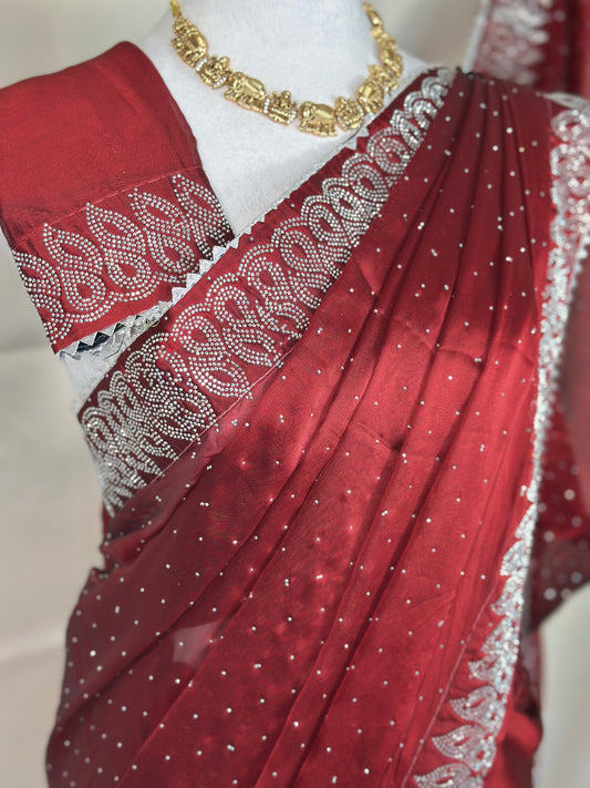 SJY0525 - Maroon Saree